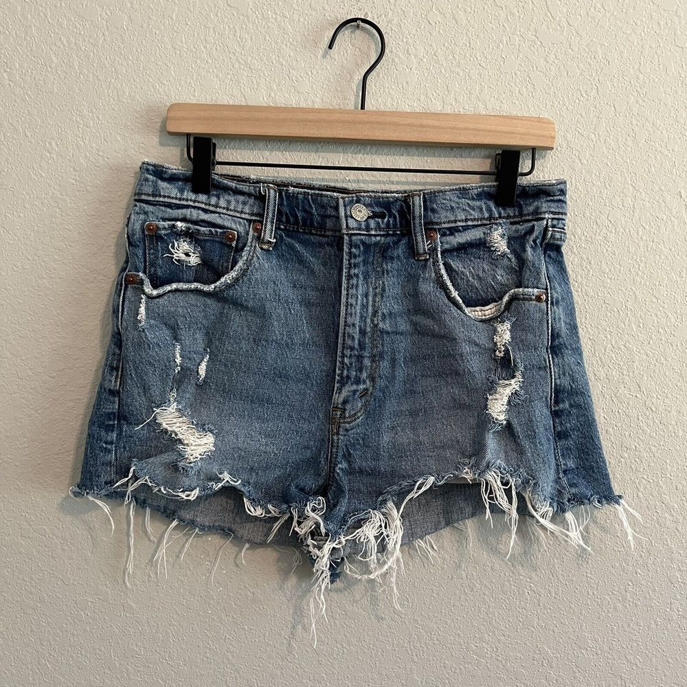 Abercrombie & Fitch Shorts Womens 30/10 Blue Cut Off Jeans Mom High Rise